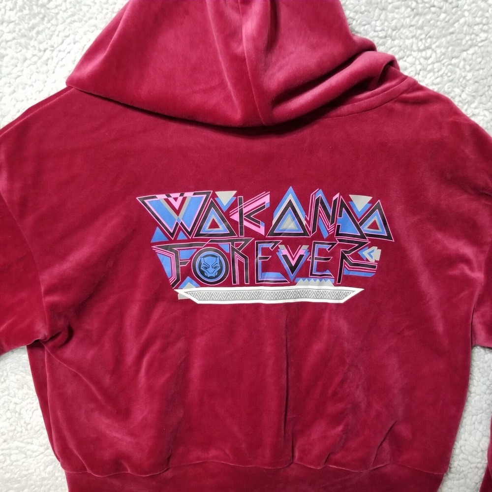 Marvel Women's Hoodie Zip-Up Long Sleeve Wakanda Forever - Berry‎ Red, Juniors M